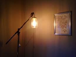 Lamp Made From A Mic Stand And A Mason Jar Lamp Mason Jars Inspiration