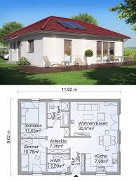 Moderner Bungalow Haus Grundriss Rechteckig Mit Walmdach Architektur Kuche Offen Einfamilienhaus Ebenerdig Bauen Ideen Fe Haus Grundriss Haus Bungalow Haus