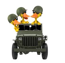 Personalized Veteran Army Duck on Jeep hanging ornament • Kybershop