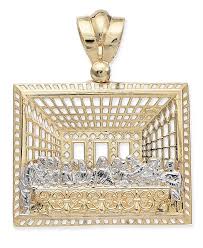 Our skilled craftsmen will create amazing pieces to your specifications. Macy S Two Tone The Last Supper Pendant In 14k Gold White Gold Reviews Necklaces Jewelry Watches Macy S