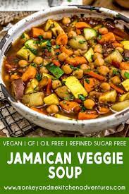 Jamaican Veggie Soup Monkey And Me Kitchen Adventures Recipe Veggie Soup Vegetarian Recipes Food