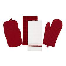 Kitchen towel set with 2 quilted pot holders. Mainstays Kitchen Towel Oven Mitt Pot Holder Kitchen Set 5 Pack Red Walmart Com Walmart Com