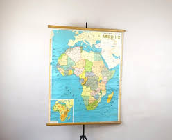 Geography Chart Of Africa Old Canvas Chart Pull Down Chart School Map Africa Chart Classroom Chart Africa Map Educational Map Chart