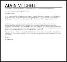 Facilities Coordinator Cover Letter Sample Cover Letter Templates Examples