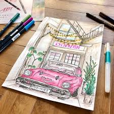 先日のモニターでいただいたトンボ鉛筆のハンドメイドキットウォーターブラシをつかって描いてみました昨日の下絵 色付けで完成 ๑ ㅂ و 少ない道具なので机がなくても気軽に描けるのし準備も後片付けも簡単なので絵を描くハードルが下がりますねﾟ w ﾟ
