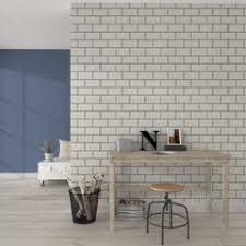 Table, brosse et rouleau paiper peint (0). Papier Peint Vinyle Carrelage Metro Coloris Blanc Papier Peint Vinyle Decoration Maison Carrelage Metro