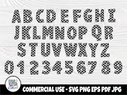 Download Clip Art Chevron Alphabet And Numbers Svg Cut File Instant Download Chevron Font Commercial Use Digital Vector Art Collectibles
