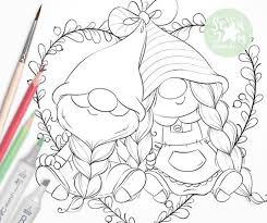 In case you don\'t find what you are looking for, use the top search bar to search again! Gnomies In Love Hand Drawing Artworks 2 Images Included Color Image Not Included Gnomies Plane Hear In 2021 Digi Stamp Coloring Pages Valentine Coloring Pages