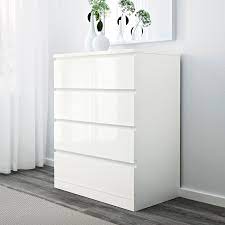 My apartment baseboards are tall and the ikea malm dresser wouldn't sit flush against the wall. Malm Chest Of 4 Drawers High Gloss White 80x100 Cm Ikea