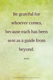 When you do things from your soul, you feel a river moving in you, a joy. Be Grateful For Whoever Comes Because Each Has Been Sent As A Guide From Beyond