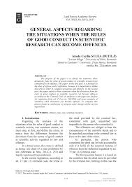 Contacteze serviciile specializate în caz. Pdf General Aspects Regarding The Situations When The Rules Of Good Conduct In Scientific Research Can Become Offences