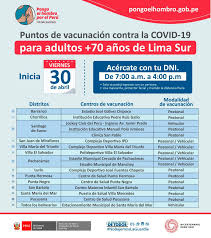 Del 16 al 18 de abril, los adultos mayores que se encuentren en el padrón de inmunización y figuren en los distritos de lima y callao podrán ir a su centro. Jornada De Vacunacion Covid 19 Para Adultos Mayores De 70 Anos Diris Lima Sur
