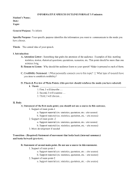 Guidelines, with examples, to help you structure a speech effectively. Informative Speech Outline Template