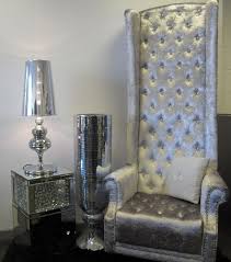 Contemporary Silver Crushed Velvet Chair Tall Back Occasional Reception Chair High Back Chairs Velvet Chair Reception Chair