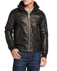 Karl Lagerfeld Men S Leather Jacket W Packaway Hood Men S Leather Jacket Leather Jacket Karl Lagerfeld Men