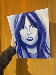 Joni Mitchell Blue Signed One Of A Kind Rare Oil Painting Art Canvas 12 X 9  Inch