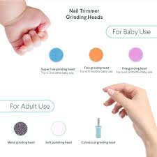 Electric Baby Nail Trimmer Safe Toenail And Fingernails Care Trim With Led Light For Infant Toddlers Kids Adults With 6 Interchangeable Pads And Adjustable Speed
