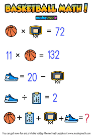 Are Your Kids Ready For These Basketball Math Puzzles Mashup Math Basketball Math March Madness Math Math Worksheets