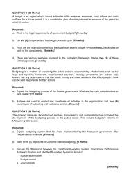 2 presentation outline 1 malaysia s budgetary system in perspective 2 outcome based ing 3 panning, ing and m&e under obb 4 myresults application 5 challenges 2. Question 1 20 Marks A Budget Is An Organization Chegg Com