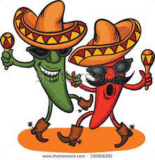 Stock Vector Vector Illustration Of Two Dancing Cartoon Mexican Peppers Easy Edit Layered Vector Eps File 156 Funny Paintings Mexican Paintings Mexican Cartoon