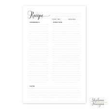 Half Letter Size Recipe Page Recipe Page 5 5 X Etsy Recipe Book Templates Recipe Book Printable Recipe Cards