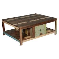 This rustic coffee / cocktail table by coaster features storage room as well as a rugged and handsome style. Rustic Paint Patches Reclaimed Wood 2 Drawer Coffee Table