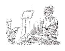 Male Figure Drawing Sitting Pose And Artist Fountain Pen Ink Drawing By Frank Ramspott I didn't use any photos or live model for reference, just tried to pu. male figure drawing sitting pose and artist fountain pen ink by frank ramspott