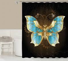 Black And Blue Shower Curtain Fantasy Shower Curtain Contemporary Bathroom Decor Gold Blue And Black Shower Curtain Blue Shower Curtains Contemporary Bathroom Decor Black Shower Curtains