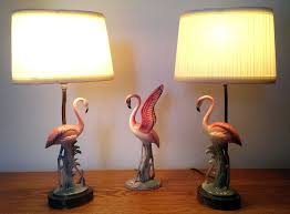 rare pair brad keeler flamingo lamps raised wing ceramic figurine vintage 12