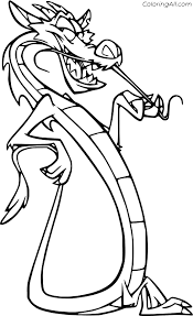 Mushu from mulan coloring pages. Mushu Is Complacent Coloring Page Coloringall
