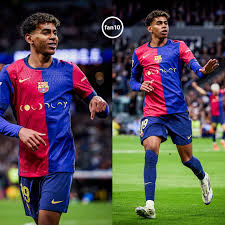 YO ESTOY AQUÍ!!!🫡⚽️ Lamine Yamal y su festejo al liquidar el partido y sellar la goleada del Barcelona frente al Real Madrid.