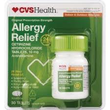 If you get a prescription for the generic form, loratadine, you might pay about $10 cash instead for the same amount. Cvs Health Indoor Outdoor 24 Hour Allergy Relief Cetirizine Hydrochloride Tablets Cvs Pharmacy