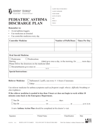Check spelling or type a new query. Fillable Online Pediatric Asthma Discharge Plan Fax Email Print Pdffiller