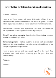Internship Cover Letter Template Format Sample Example