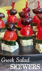 Greek Salad Skewers An Easy Make Ahead Party Appetizer Recipe Finger Foods Easy Cold Party Appetizers Appetizers For Party
