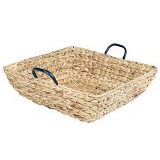Mini rectangle mesh utility basket with wood side handles primitive decor country decor primitive baset country basket farm basket. Natural Round Woven Storage Basket Bread Fruit Basket Water Hyacinth Basket With Wooden Handle Seagrass Home Storage Basket Wicker Basket Kitchen Dining Home One Acleaning Com