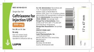 Ceftriaxone For Injection Usp 250 Mg 500 Mg 1 G And 2 G