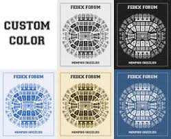Vintage Print Of Fedex Forum Seating Chart On Premium Photo Luster Paper Heavy Matte Paper Or Stretched Canvas Free Shipping
