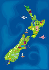 Save up to 85% on custom collage prints! Cartoon Map Of New Zeland By Anastasiia Kucherenko Cartoon Map Map Of New Zealand Map Illustration