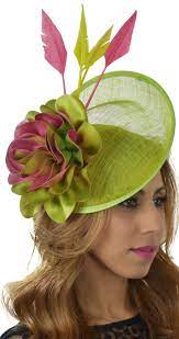 Lime Green Fuchsia Pink Gulhi Saucer Hat Fascinator Headpiece Hatinator For Kentucky Derby Del Mar Epsom Royal Fascinator Beautiful Hats Fascinator Hats