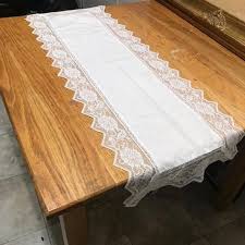 Vintage White Table Runner With Lace Border White Cotton And Lace Table Runner 43 X 14 Cozinha