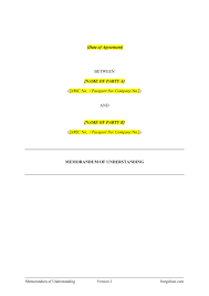 It's a nonbinding agreement between 2 parties or more. Memorandum Of Understanding Template Burgielaw