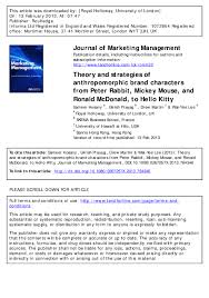 Although mcdonalds uses ronald to market its unhealthily to children, it is not the same as smoking and getting addicted to cigarettes (adage.com, 2016). Pdf Theory And Strategies Of Anthropomorphic Brand Characters From Peter Rabbit Mickey Mouse And Ronald Mcdonald To Hello Kitty Sameer Hosany Academia Edu