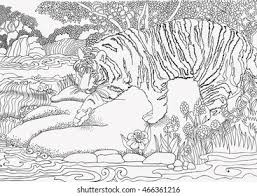 Color in this picture of a tiger and others with our library of online coloring pages. Coloring Page Jungle Africa Tiger Stock Vector Royalty Free 466361216