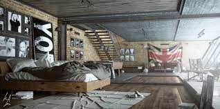 This bedroom from grillo designs is a beautiful example of how to mix modern and industrial designs to create a fresh, updated vibe that feels warm and inviting. Trendy Industrial Bedroom Design With Gray And White Color Scheme Roohome