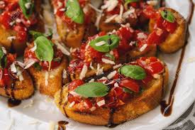 This is a fail proof version of bruschetta! Tasty Savory Tomato Italian Appetizers Or Bruschetta On Slices Of Toasted Baguette Garnished With Basil Close Up On A Plate Stock Photo Picture And Royalty Free Image Image 136734508