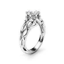 Celtic Engagement Ring 14k White Gold Braided Ring Solitaire Etsy Celtic Engagement Rings Engagement Rings Celtic Engagement