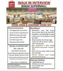 Informasi lowongan kerja lainnya bisa dicek di daftar. Lowongan Kerja Medan Terbaru Di Binjai Supermall Walk In Interview