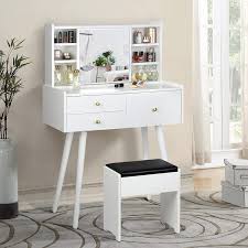 Girls bedroom furniture by ashley furniture homestore. Amazon Com Backh Vanity Table Set Makeup Vanity Dressing Table With Sliding Mirror 3 Drawers 6 Shelves Bedroom Dresser Desk With Cushioned Stool Girls Women White Furniture Decor