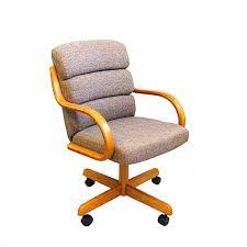 Casual Rolling Caster Dining Chair With Swivel Tilt In Oak Wood With Fabric Seat And Back 1 Chair Revie Caster Chairs Dining Room Chairs Swivel Dining Chairs